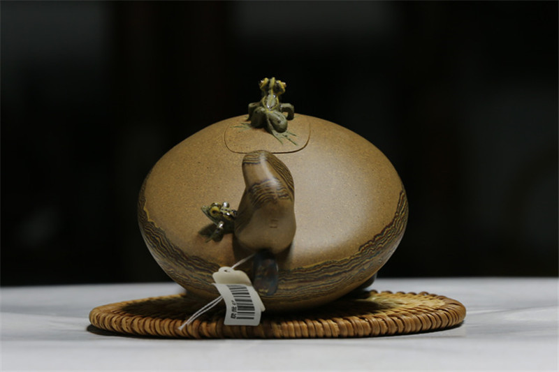 名家紫砂壺陳敏俊手工青石青蛙壺